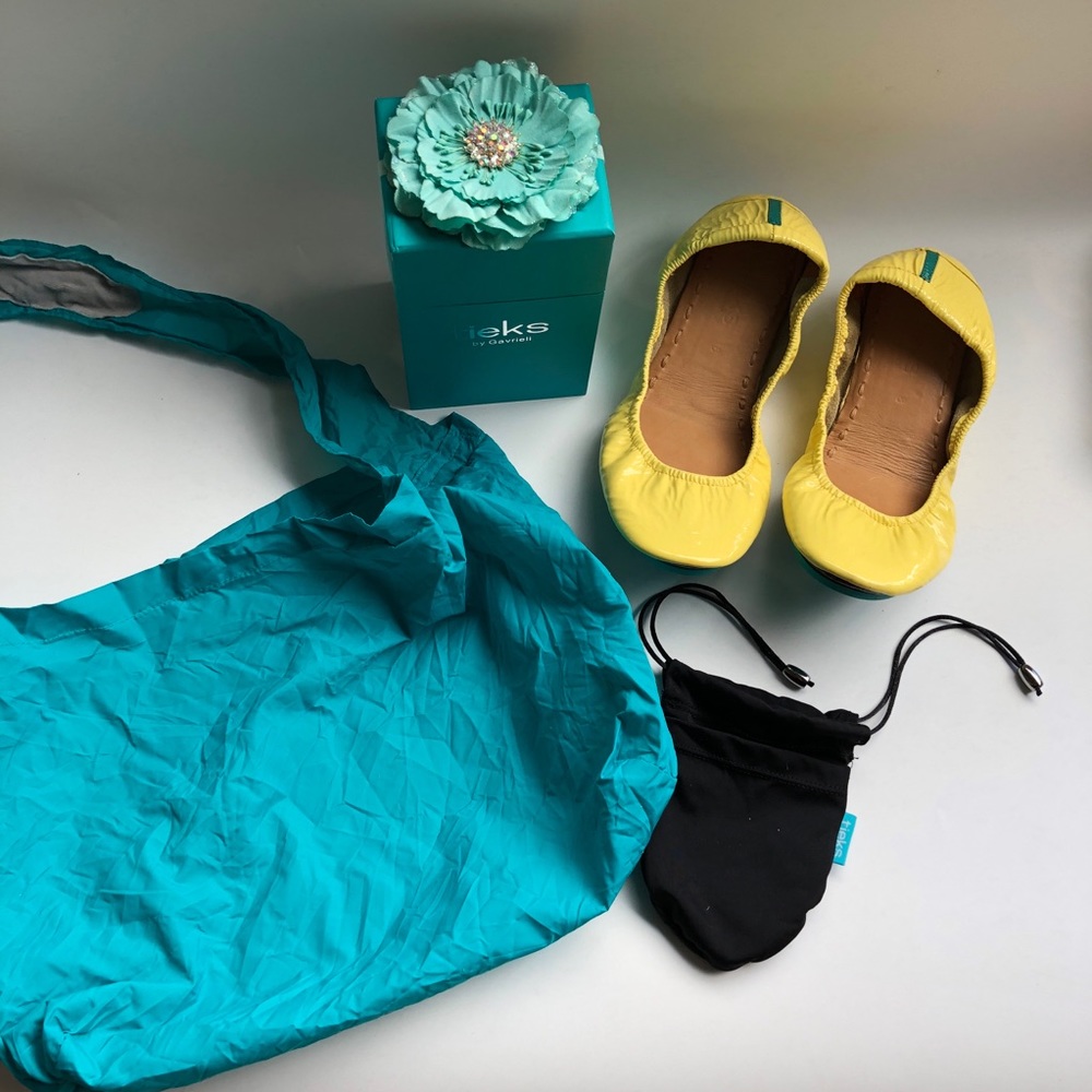 Lemon Patent Tieks Ballet Flats Size 8